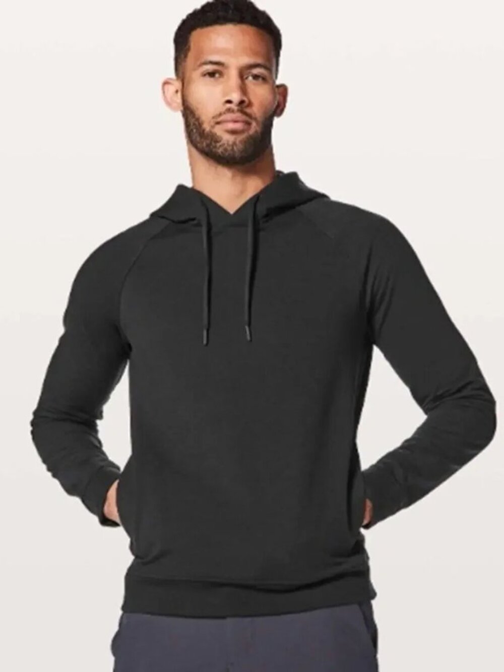 Lululemon City Sweat Pullover Hoodie Black Terry Fabric Size XL